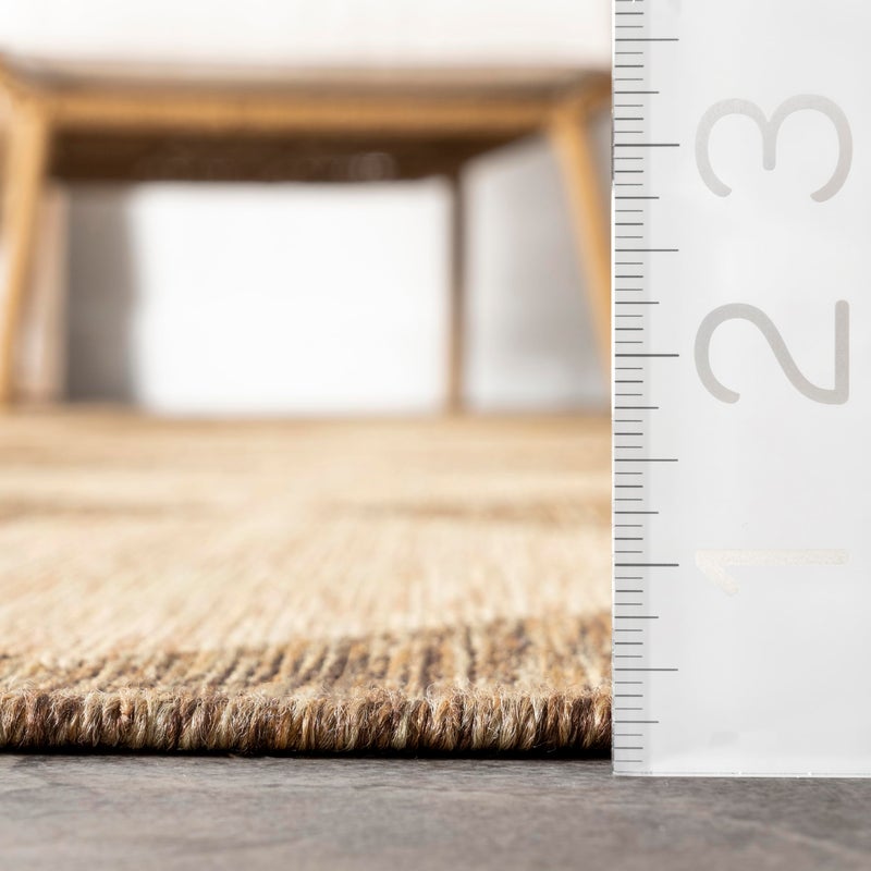 nuLOOM Outdoor Performance Collection Sabina Brown/Ivory, 6'7" x 9', Soft, High Traffic, Stain Resistant, Easy Clean, Durable Area Rug for Indoor/Outdoor Patio, Deck, Porch, Garden, Courtyard - Image 3