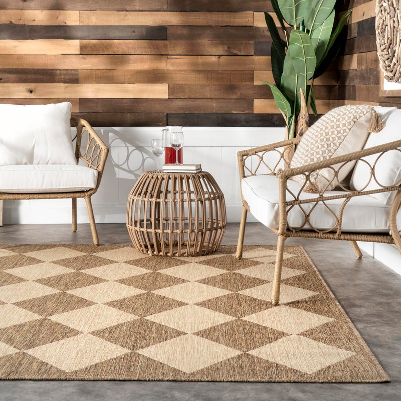 nuLOOM Outdoor Performance Collection Sabina Brown/Ivory, 6'7" x 9', Soft, High Traffic, Stain Resistant, Easy Clean, Durable Area Rug for Indoor/Outdoor Patio, Deck, Porch, Garden, Courtyard - Image 5