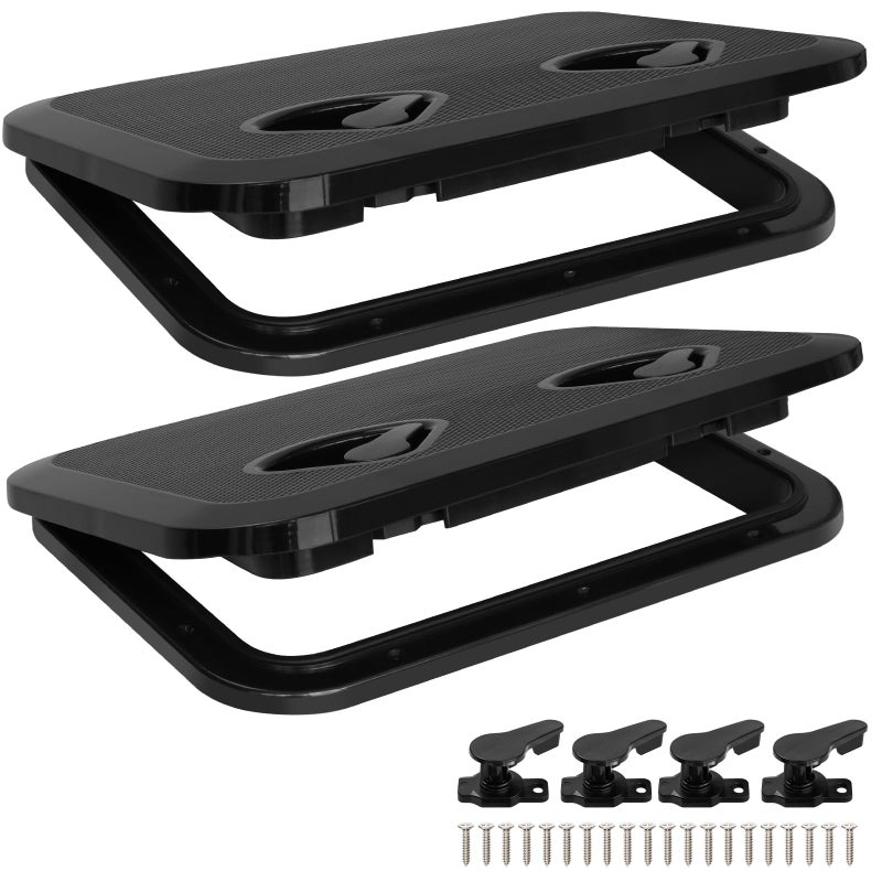 CLLOMAGY Marine Deck Access Hatch 17.3â€ X 12.4â€,Marine Boat Hatch&Lid Black Rectangle Boat Deck Access Door Lid for Bass/John/Fishing/Skiff/Sailboat/Yacht,Strong&Waterproof Cover-2PCS - Image 1