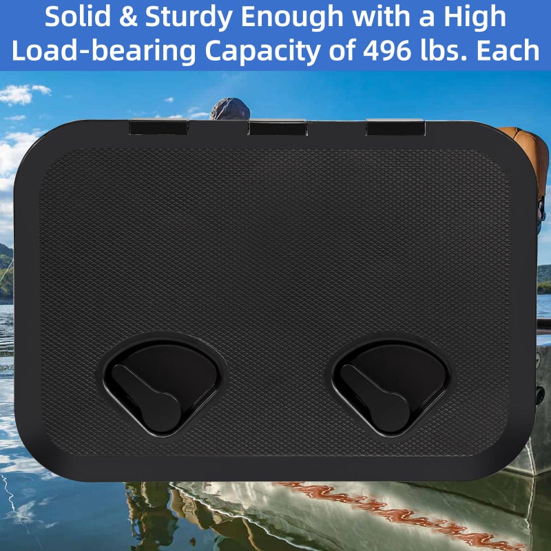 CLLOMAGY Marine Deck Access Hatch 17.3â€ X 12.4â€,Marine Boat Hatch&Lid Black Rectangle Boat Deck Access Door Lid for Bass/John/Fishing/Skiff/Sailboat/Yacht,Strong&Waterproof Cover-2PCS - Image 3