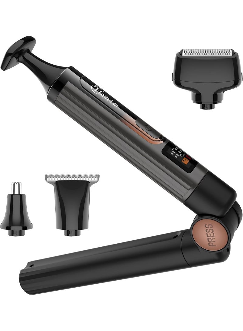 عام ترقية للرجال الكهربائي الخلفي خلفي الجسم مجموعة أدوات تجميع الجسم الوجه ، الذراع ، لحية الذقن القطع الشعر اللاسلكية مع شاشة LED مقاوم للماء. - Image 1