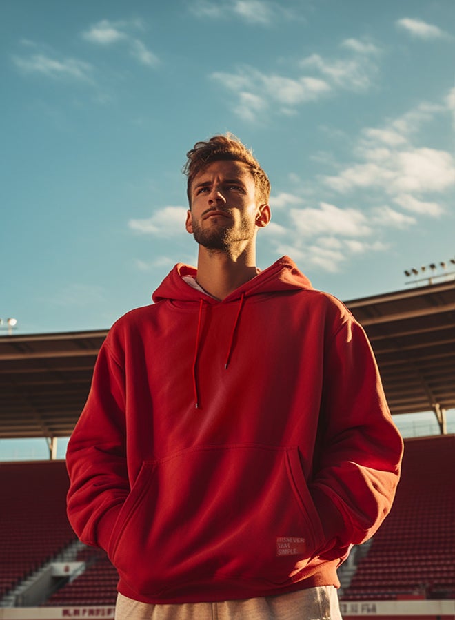 trendyol Burgundy Hooded Oversize/Wide Cut Long Sleeve Labeled Basic Cotton Sweatshirt TMNSS21SW0221 - Image 1