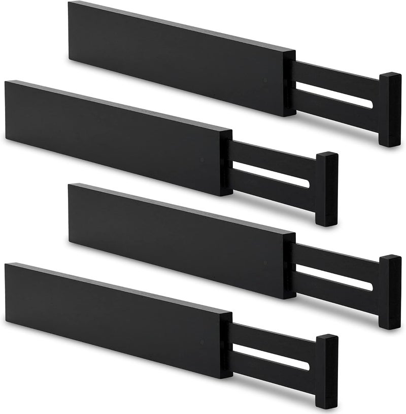 Utoplike Adjustable Bamboo Kitchen Drawer Divider - Black Utensil Organizer (4 Pack) - Image 1