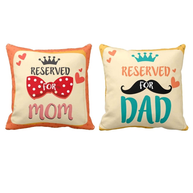 YaYa Cafe YaYa cafe for Mom Dad Reserved for Queen Mom King Dad Cushion Covers 16x16 inches Wedding Marriage Mothers Fathers Day  - Image 1