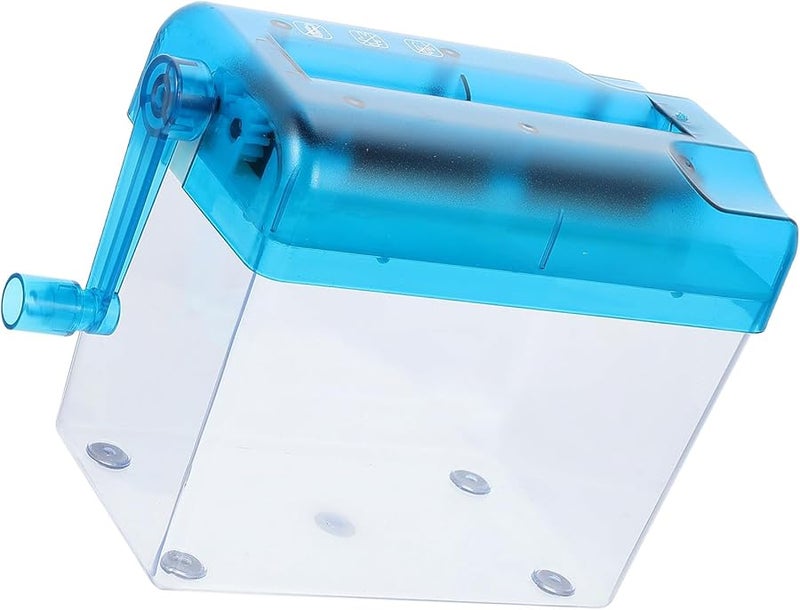 Blue Desktop Paper Shredder Mini Manual A6 Portable for Home and Office Use - Image 1