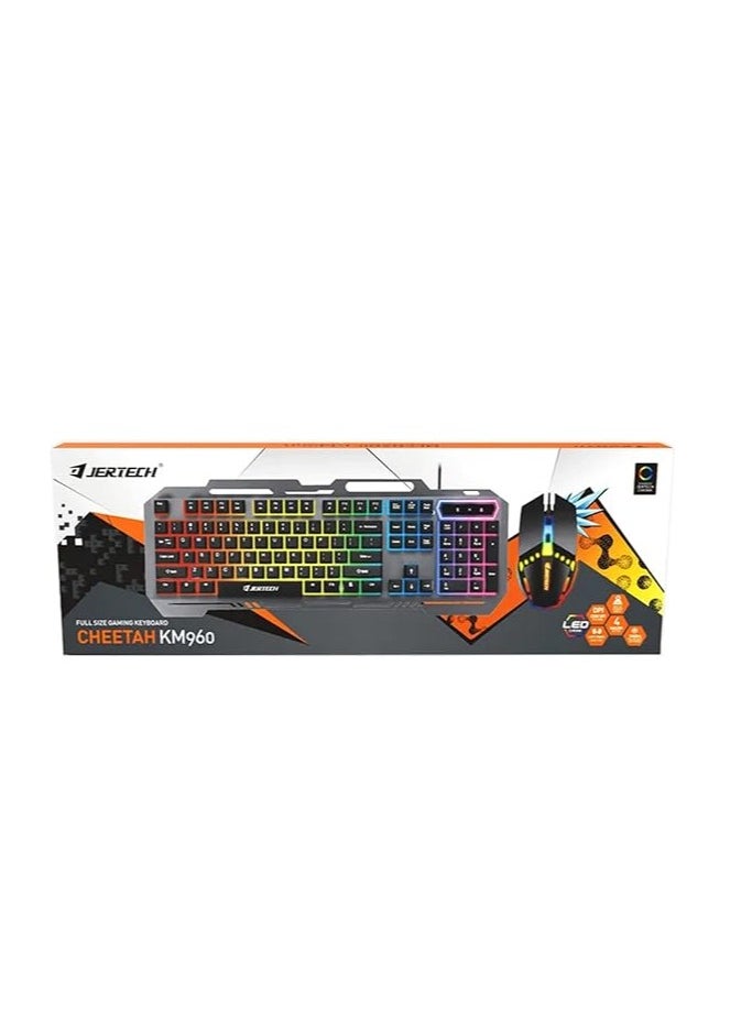 JERTECH - JERTECH KM 960 - USB gaming keyboard and mouse combo - with wonderful lighting effects - fast key reaction - modern and modern design with the highest quality - black - Image 1