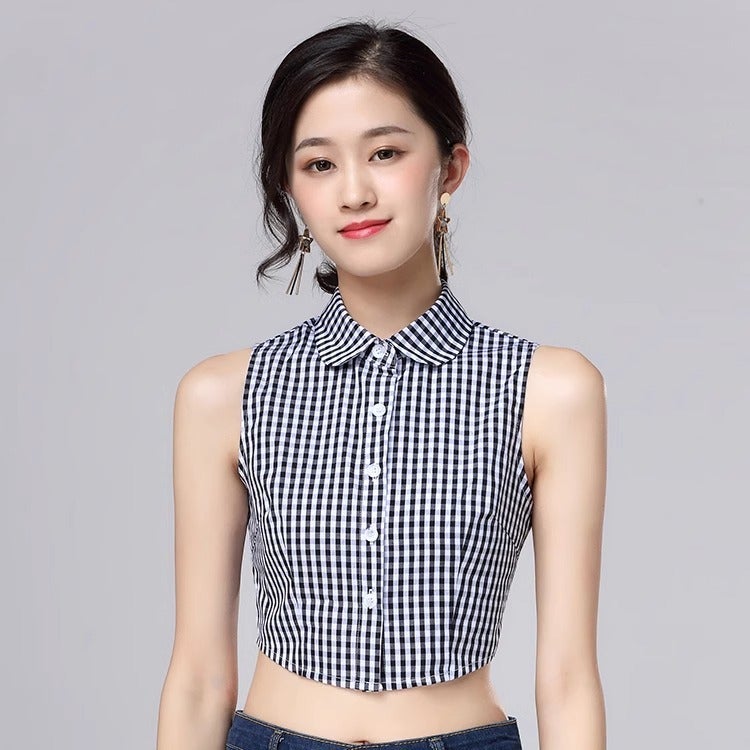 Plaid Fake Collar Pointed Collar Casual Korean Style Collar Unisex Sweater Base Fake Collar - Image 2