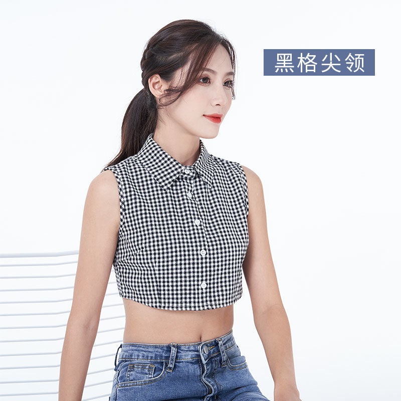 Plaid Fake Collar Pointed Collar Casual Korean Style Collar Unisex Sweater Base Fake Collar - Image 1