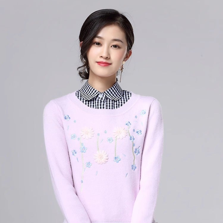Plaid Fake Collar Pointed Collar Casual Korean Style Collar Unisex Sweater Base Fake Collar - Image 4