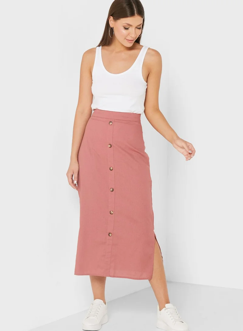 Ginger Solid Buttoned Skirt
