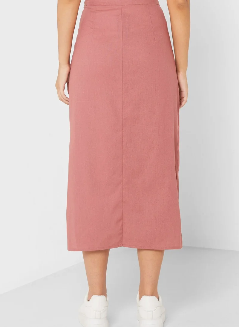 Ginger Solid Buttoned Skirt