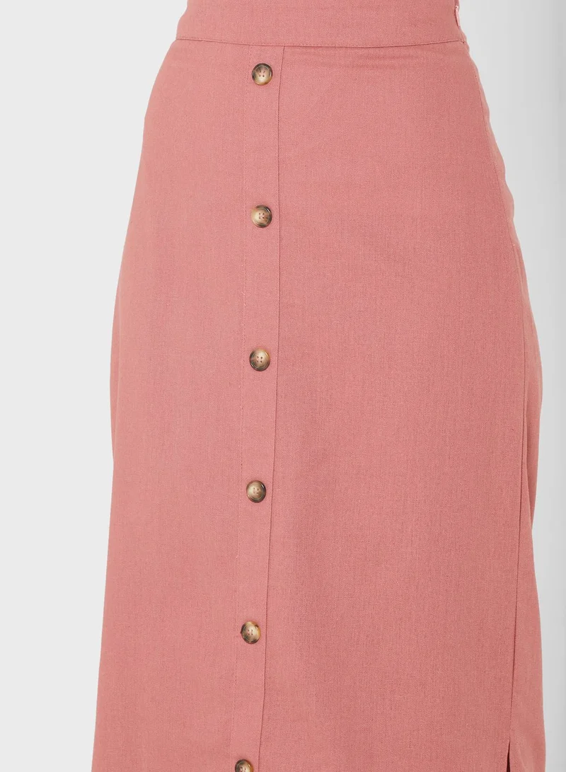 Ginger Solid Buttoned Skirt
