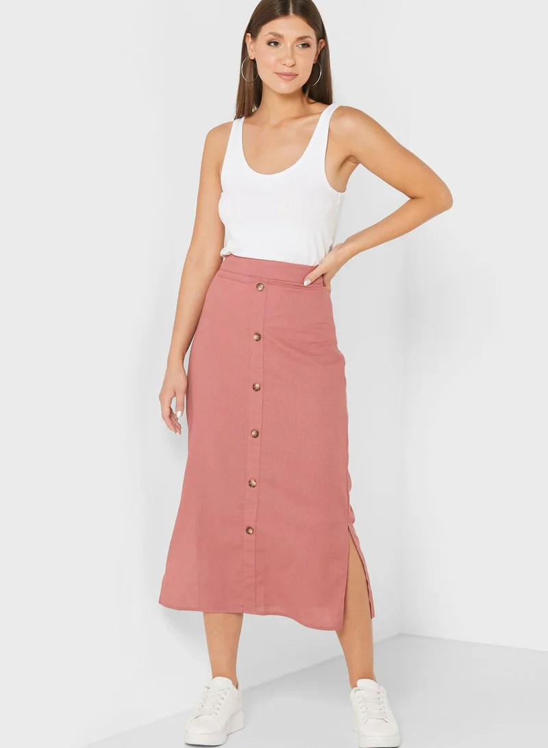 Ginger Solid Buttoned Skirt