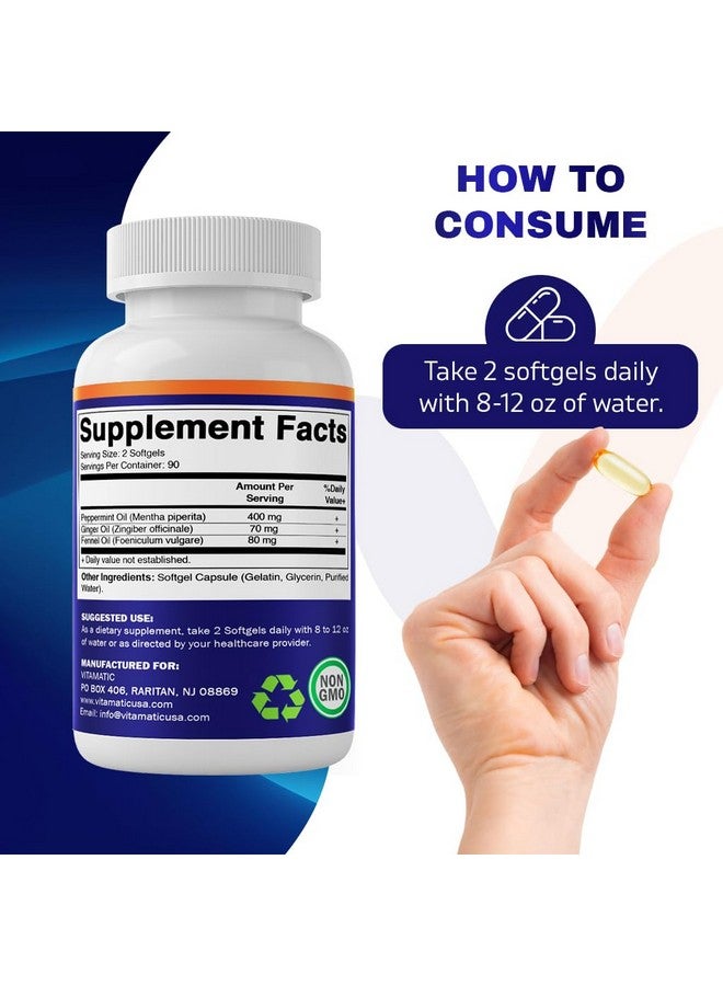 فيتاماتيك جل زيت النعناع من فيتاماتيك مع زيوت الزنجبيل واليانسون، 550 ملجم لكل وجبة، 180 كبسولة هلامية - Image 4