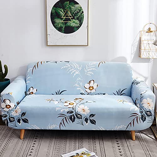 House of Quirk Universal Single Seater Sofa Cover Big Elasticity Cover for Couch 140 GSM Sofa Slipcover (Sky Blue Big White, 90-145cm) - Image 1
