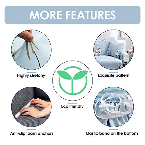 House of Quirk Universal Single Seater Sofa Cover Big Elasticity Cover for Couch 140 GSM Sofa Slipcover (Sky Blue Big White, 90-145cm) - Image 4