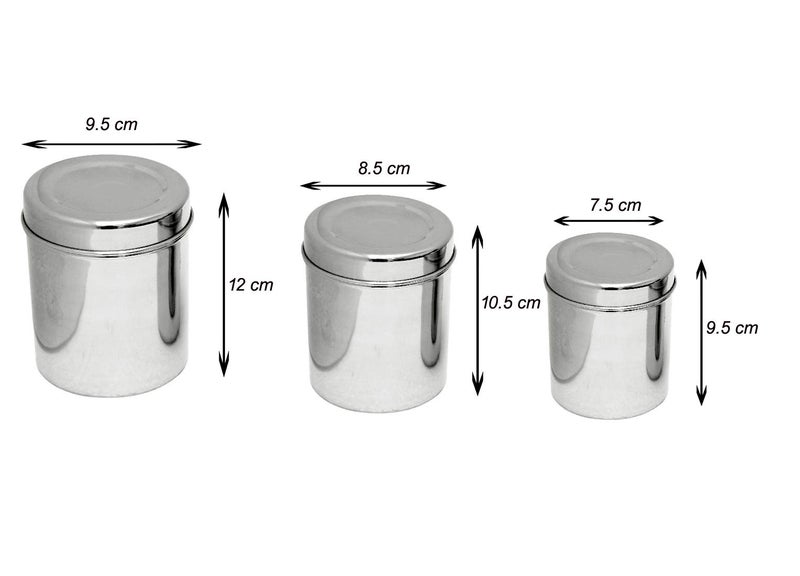 Dharam Paul Traders Stainless Steel Kitchen Container Set,Steel canister set , Small Size,Set of 3 Pieces - Image 3