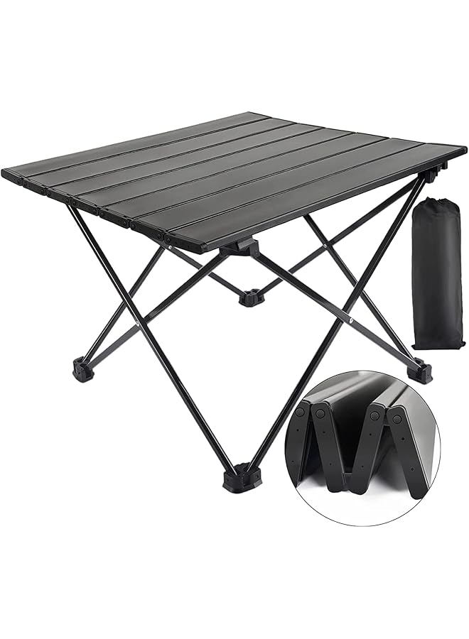 X spring Portable Camping Table 56x40x41cm Lightweight Aluminum Folding Table with Storage Bag Small Outdoor Table Compact Outdoor Side Table for Beach Picnic BBQ and Camping Essentials - Image 1