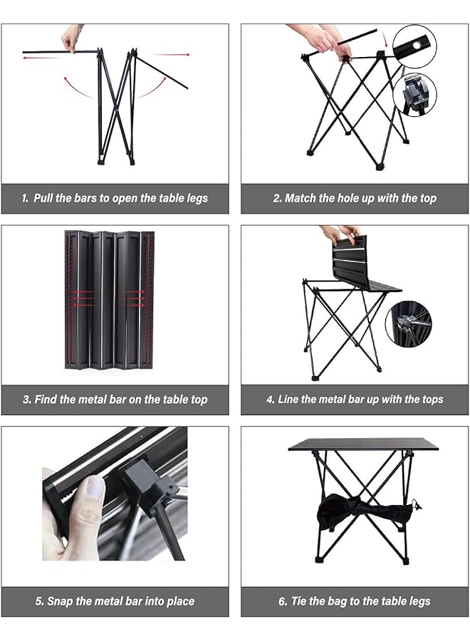 X spring Portable Camping Table 56x40x41cm Lightweight Aluminum Folding Table with Storage Bag Small Outdoor Table Compact Outdoor Side Table for Beach Picnic BBQ and Camping Essentials - Image 4