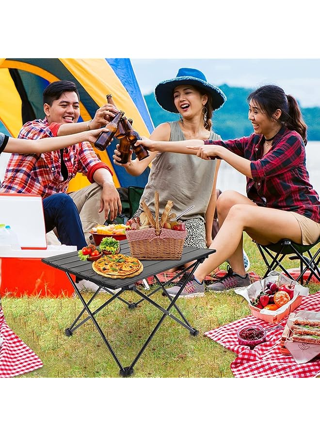 X spring Portable Camping Table 56x40x41cm Lightweight Aluminum Folding Table with Storage Bag Small Outdoor Table Compact Outdoor Side Table for Beach Picnic BBQ and Camping Essentials - Image 2