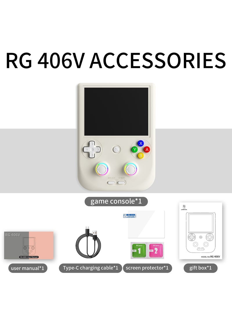 ANBERNIC  - ANBERNIC RG406V Handheld Game Console Unisoc T820 Android 13 4Inch IPS Multi Touch Screen 5500mAh 5G WIFI Bluetooth Retro Video Players(256G White) - Image 1