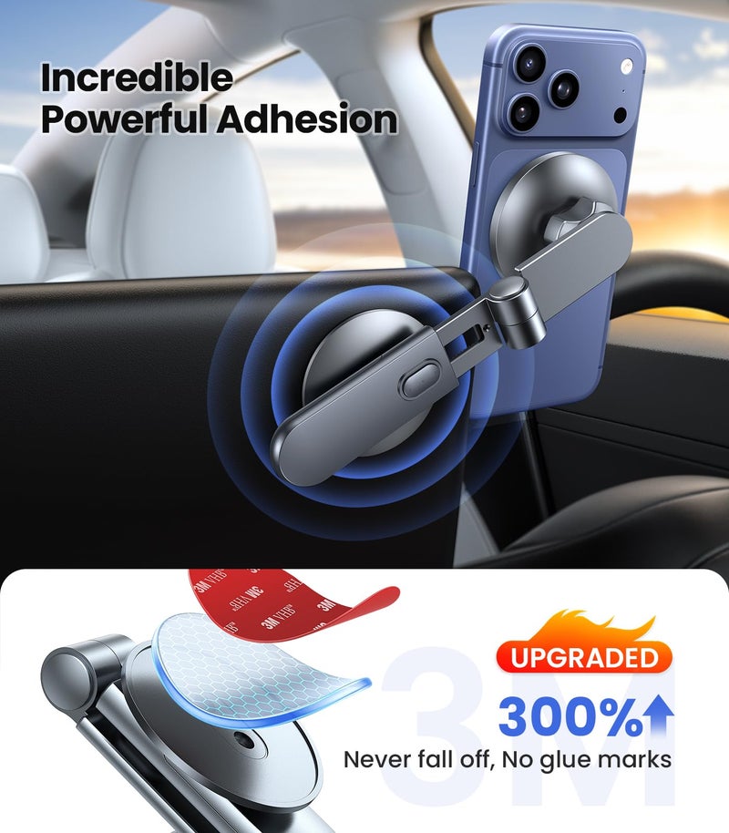 VICSEED Tesla Phone Mountã€Strongest Magnet Powerã€‘ Foldable Hidden Tesla Phone Holder Fit for All Phones, Tesla Model 3/Y/Cybertruck Accessories, Tesla Model 3 Model Y for MagSafe Car Mount - White - Image 3