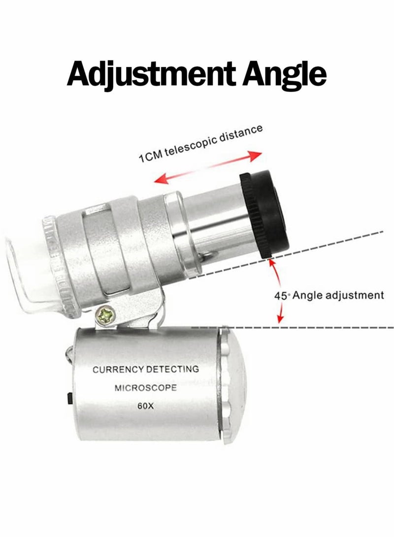 Mini Microscope, 60X Universal Portable Microscope with LED UV Lights Magnifying Glass - Image 4