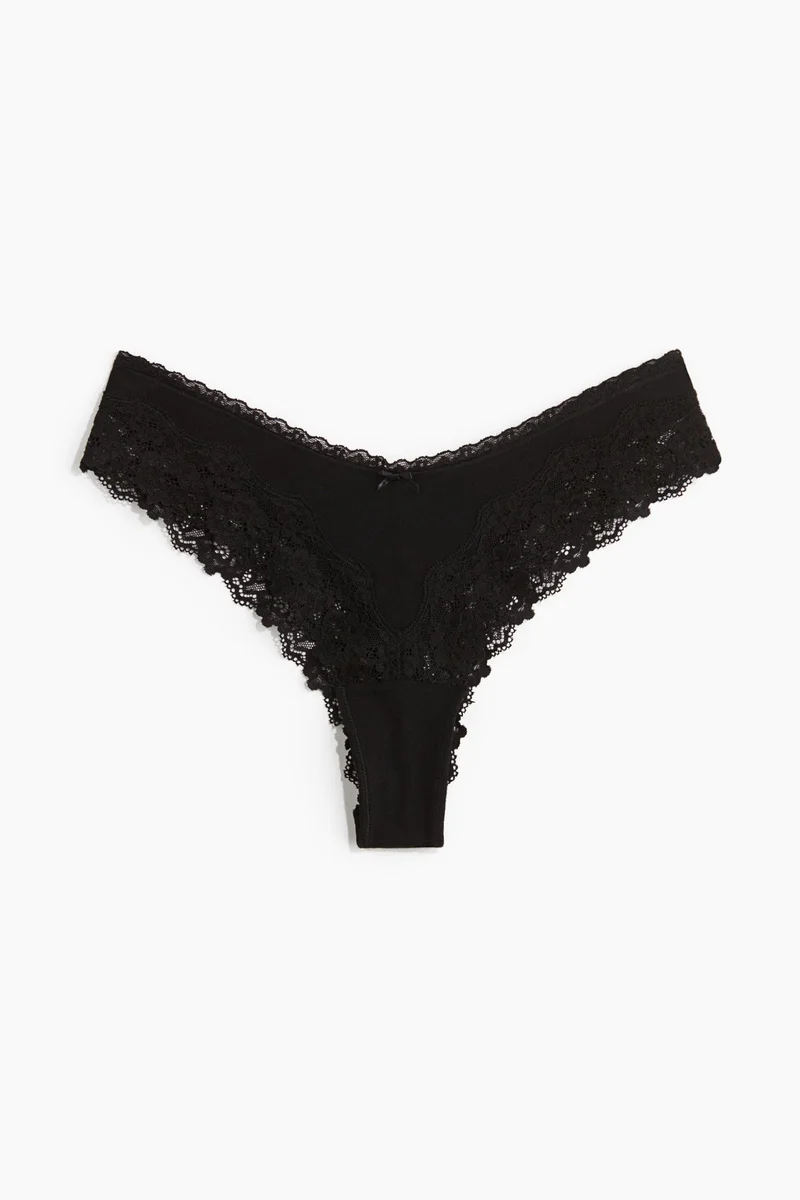 H&M 3-pack cotton and lace Brazilian briefs