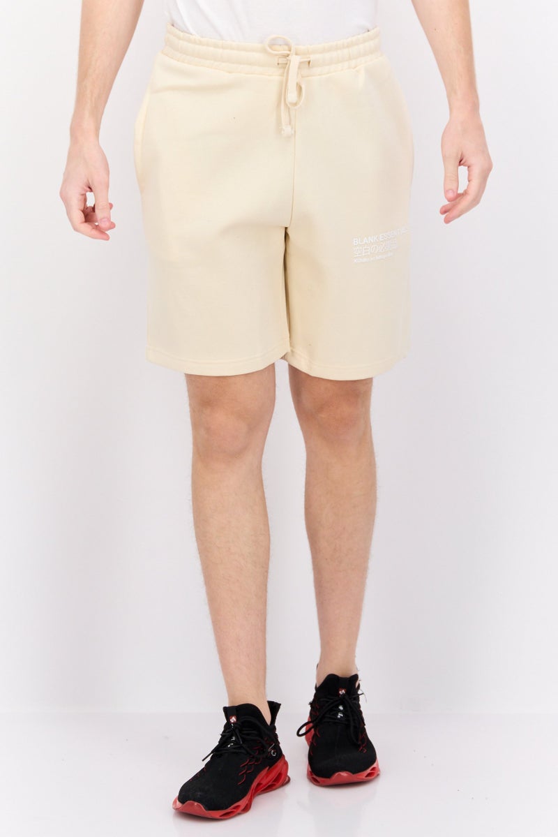 Blank Essentials Men Brand Logo Basic Shorts, Beige - Image 1