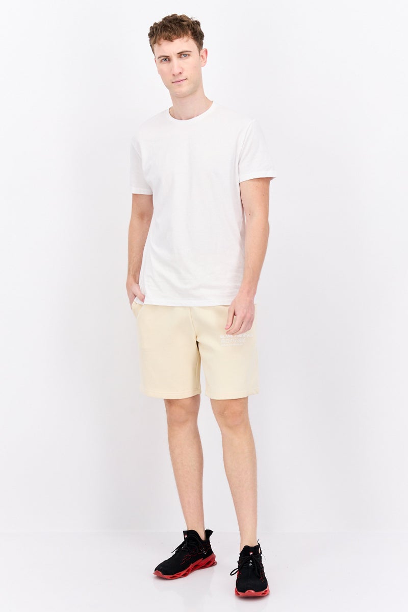 Blank Essentials Men Brand Logo Basic Shorts, Beige - Image 3