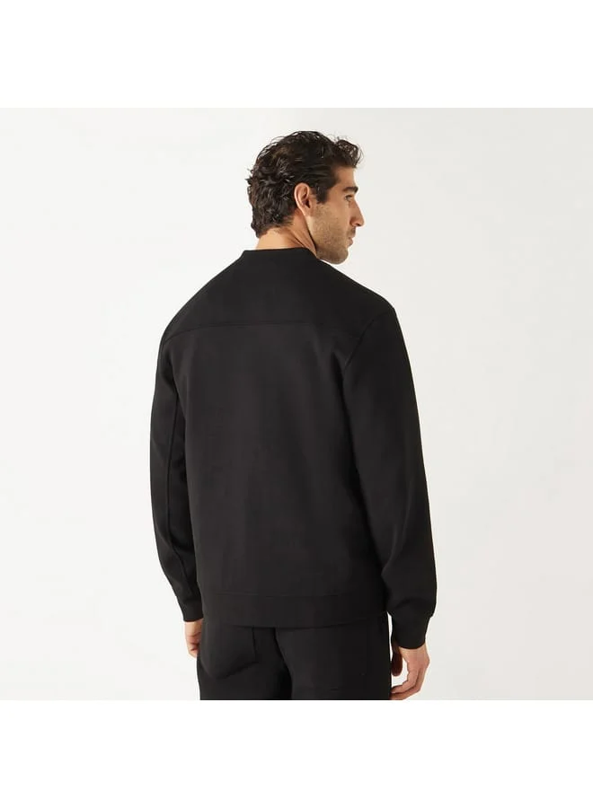 Iconic Iconic Solid Jacket with Mandarin Collar and Zip Closure