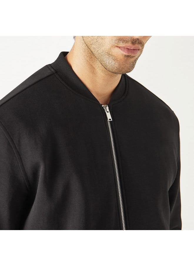 Iconic Iconic Solid Jacket with Mandarin Collar and Zip Closure  - Image 4