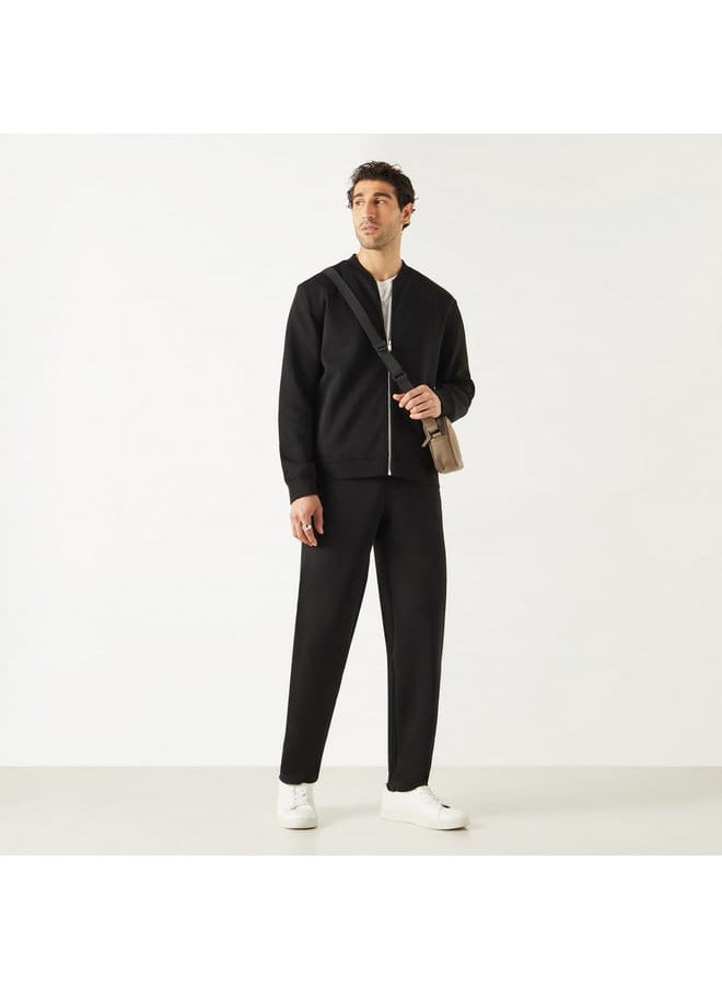 Iconic Iconic Solid Jacket with Mandarin Collar and Zip Closure  - Image 2