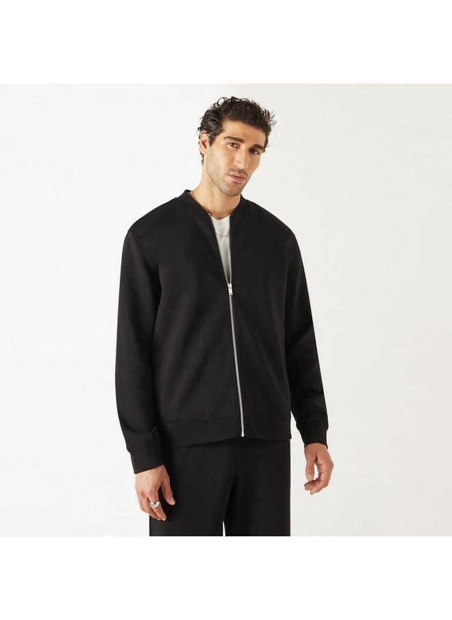 Iconic Iconic Solid Jacket with Mandarin Collar and Zip Closure  - Image 1