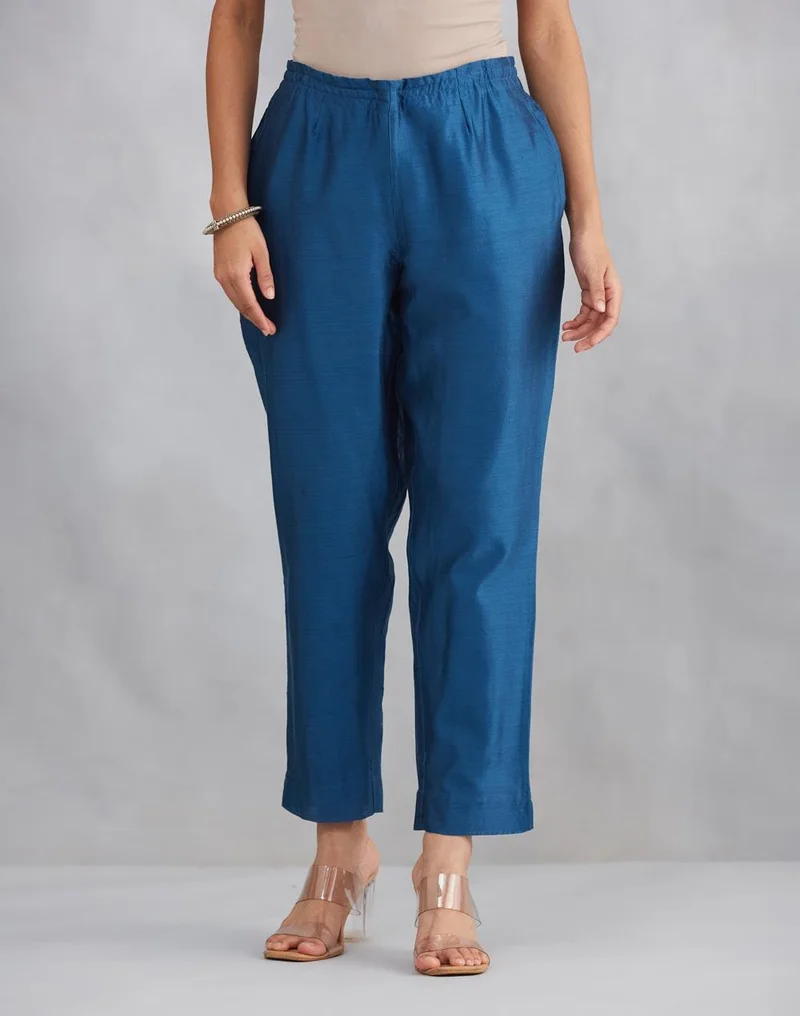 Fabindia  Blue Cotton Silk Embroidered Kurta Set for Women | Best Price UAE