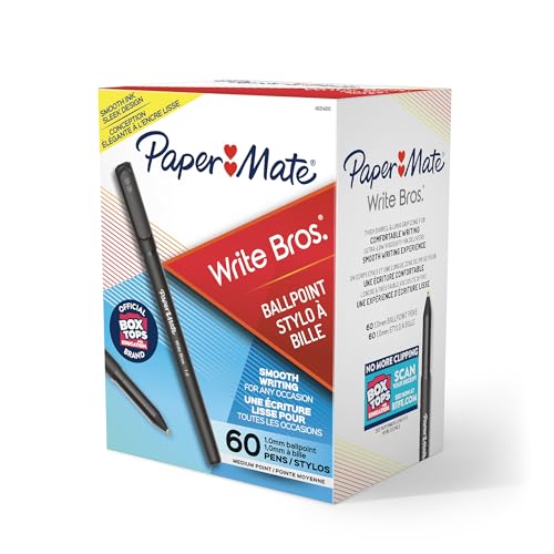 Paper Mate Ballpoint Pens Write Bros. Black Ink Pens Medium Point (1.0mm) 60 Count - Image 1