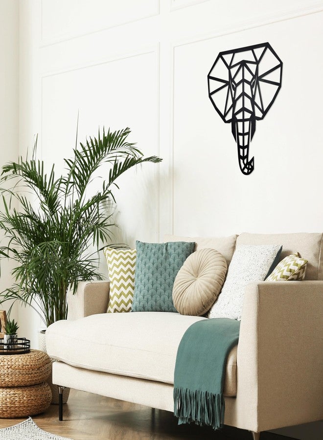 Ecqizer Elephant Wall Art - Modern Home Decor Accents Sculptures for Home & Kitchen, 14.5×12 Inch, black - Image 2