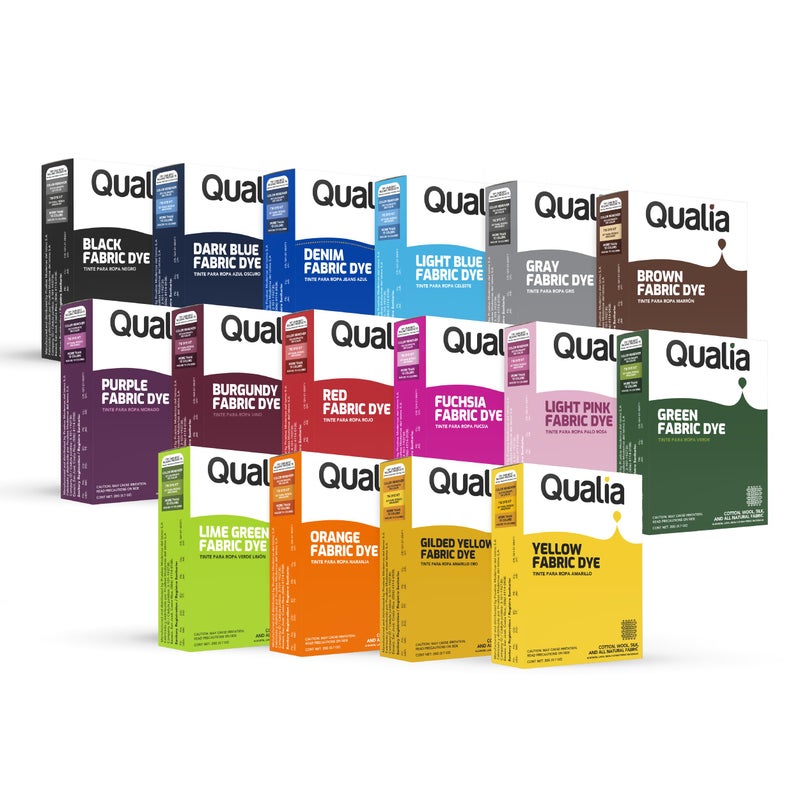 Qualia All Purpose Powder Fabric Dye, Easy to Use Dye for Natural Fabrics: Cotton, Wool, Silk, Wood, & Linen, Ultra Concentrated Colors, Color Mix, 16 Pack - Image 1