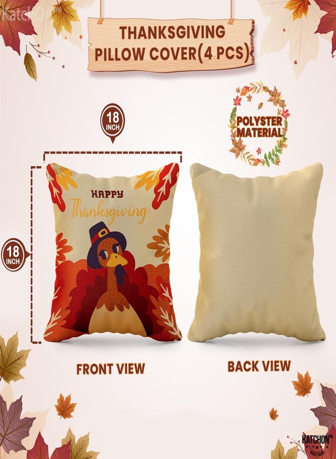 KatchOn Thanksgiving Pillow Covers - 18x18 Inch Set of 4 | Turkey Pillow Covers | Party Decorations - Image 2