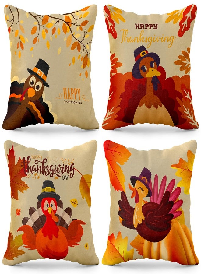 KatchOn Thanksgiving Pillow Covers - 18x18 Inch Set of 4 | Turkey Pillow Covers | Party Decorations - Image 1