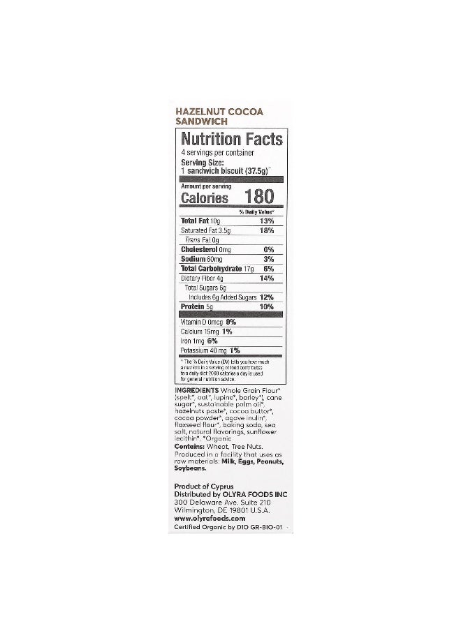Olyra Olyra, Organic Breakfast Biscuits, Hazelnut Cocoa Sandwich, 4 Packs, 1.32 oz (37.5 g) Each  - Image 2