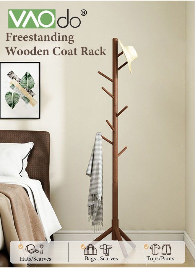 VAOdo 8 Hooks Standing Coat Rack Hanger Multifunctional Clothes Rack Stand Coat Tree Hat Handbag Hanger Freestanding Sturdy  - Image 2
