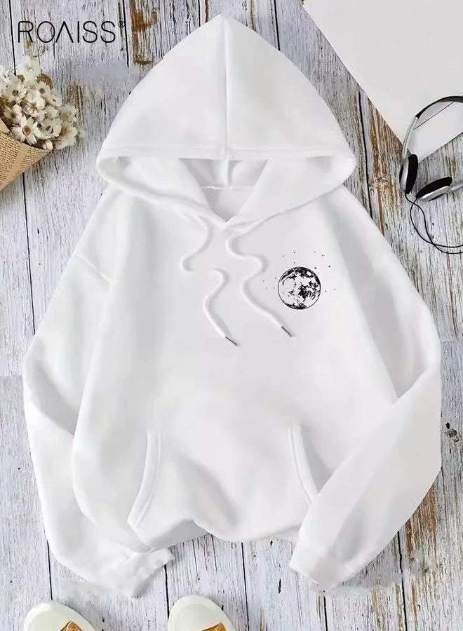 رويس هودي نسائي كلاسيكي بأكمام طويلة، بلوفر متعدد الاستخدامات، مع غطاء رأس برباط وجيب كنغر، ملابس كاجوال، نمط الشارع، أنشطة خارجية خفيفة - Image 1