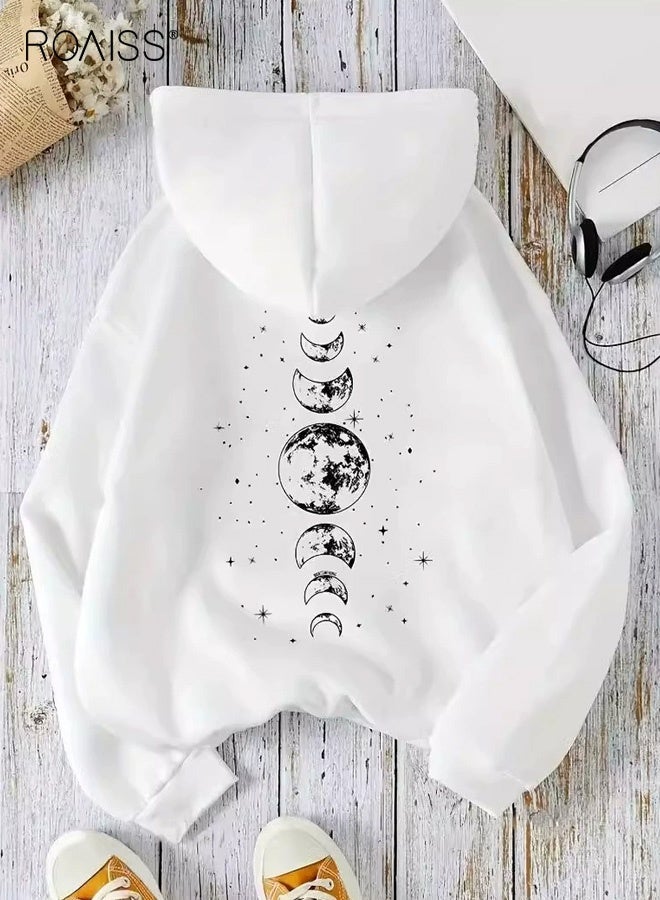 رويس هودي نسائي كلاسيكي بأكمام طويلة، بلوفر متعدد الاستخدامات، مع غطاء رأس برباط وجيب كنغر، ملابس كاجوال، نمط الشارع، أنشطة خارجية خفيفة - Image 2