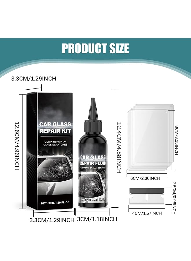 KASTWAVE Windshield Repair Kit, Fast Effect Windshield Crack Repair Kit With Repair Fluid, Blade, Curing Film, Multifunctional Glass Repair Kit For Car Crack Repair, Windshield Repair Kit - Image 5