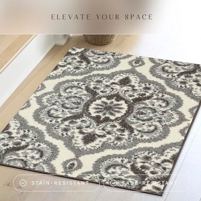 Maples Rugs Vivian Medallion Kitchen Rugs Non Skid Accent Area Carpet [Made in USA], 2'6 x 3'10, Grey - Image 5