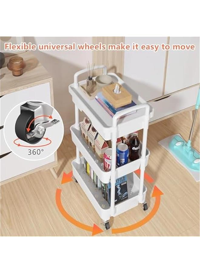 ميكسد درج مع 3-story المتداول عربة العملية ، متعددة الوظائف تخزين مربع مع رف من البلاستيك u0026 عجلات معدنية ، مطبخ ، حمام ، غرفة المعيشة ، مكتب تخزين السيارة ، أبيض ( أبيض - 3 طوابق ) - Image 4