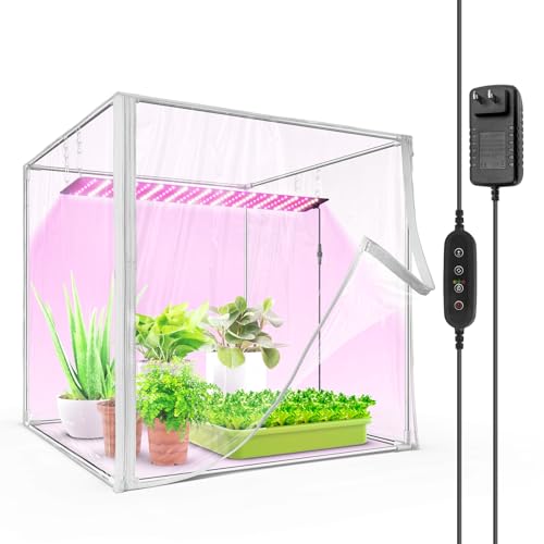 Barrina Indoor Greenhouse with Grow Light with 40W Seed Starting LED Indoor Plant Light Portable Mini Greenhouse with Timer for Seed Starter Tray Seedling Sprouting Microgreens 23x23x23IN