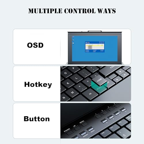 MT-VIKI 8 Port KVM HDMI Switch w/15.6'' LCD Monitor, Fit 1U 19" Rack 600-800mm deep Server Cabinet w/Keyboard Touchpad Drawer+ 8 HDMI KVM Cables - Image 3