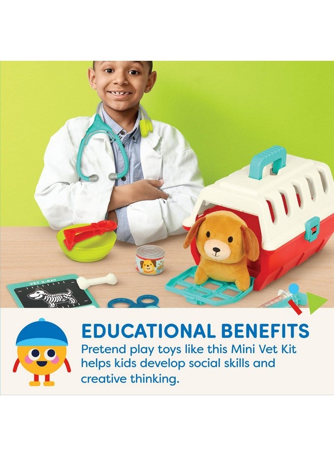 باتات - مجموعة ألعاب بيطرية صغيرة (11 قطعة) - كلب محشو وحقيبة حمل - ملصقات وقائمة مهام - سماعة طبية وعظمة - للأطفال من عمر سنتين فما فوق - مجموعة أدوات رعاية الجراء البيطرية - Image 3